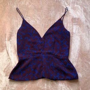 Open back deep V peplum top Small sexy